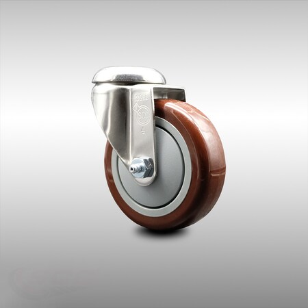 Service Caster 4 Inch 316SS Maroon Polyurethane Wheel Swivel Bolt Hole Caster SCC-SS316BH20S414-PPUB-MRN